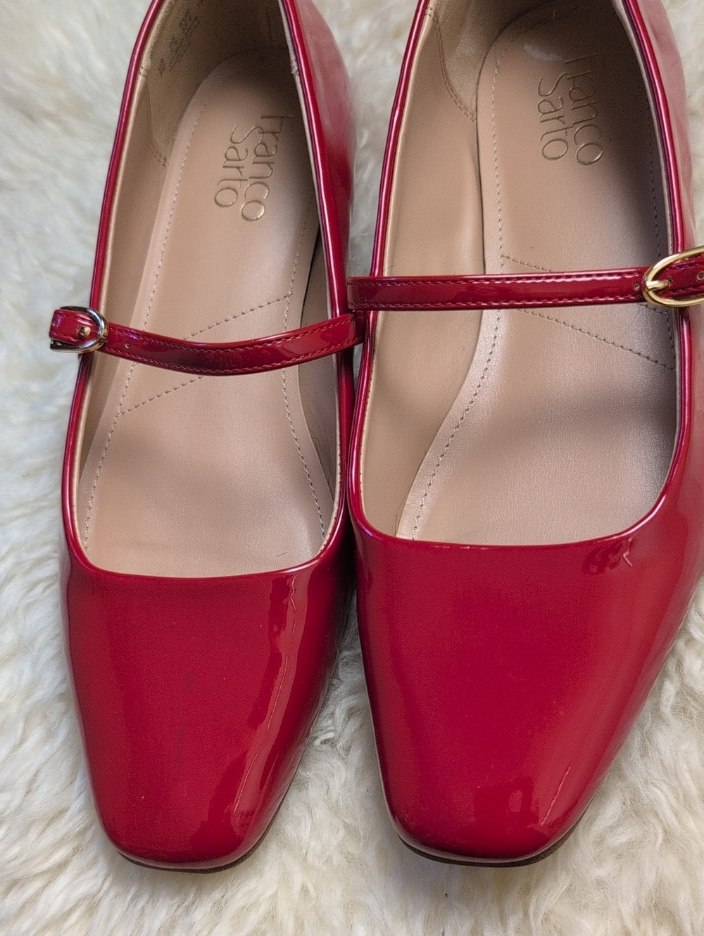 Franco Sarto Valie Red Patent Mary Jane Flats Size 8 - Picture 2 of 6